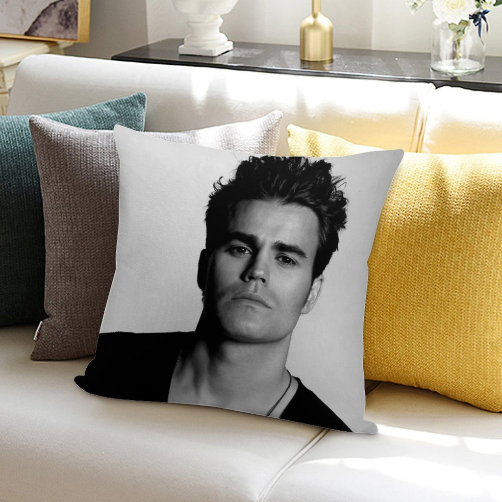 Paul Wesley Black And White Soft Skin-Friendly Throw Pillow