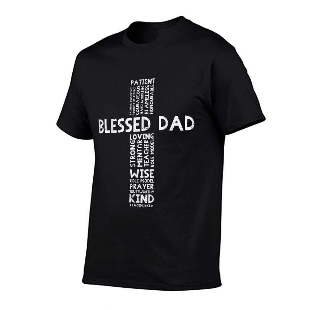 Blessed Dad Cross God Jesus Faith Christian Daddy Papa Men  Trendy Pattern T-Shirt