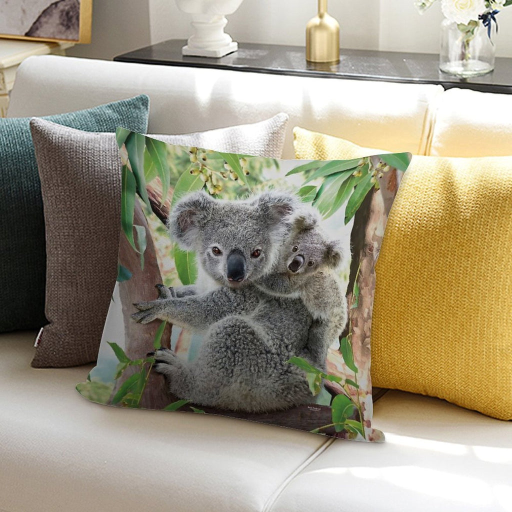 Koala Cuddles Soft Hidden Zipper Throw Pillow