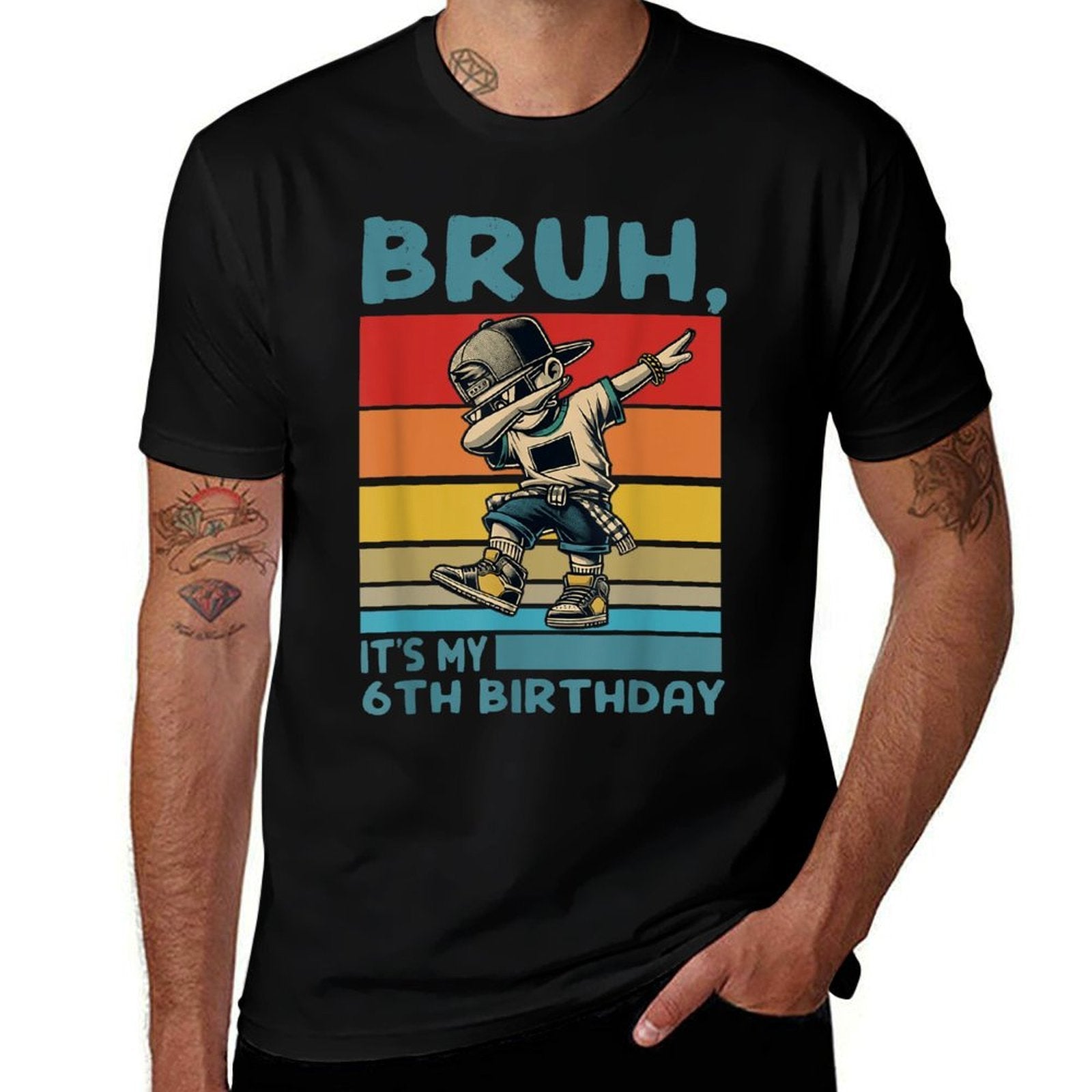 Bruh It's My 6th Birthday Dabbing B-Day Boy 6 Years Old Kids  High-quality Stitching T-Shirt