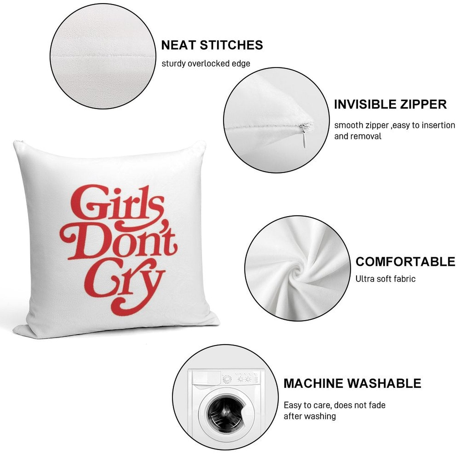 Girls Don't Cry Soft Easy Maintenance Throw Pillow