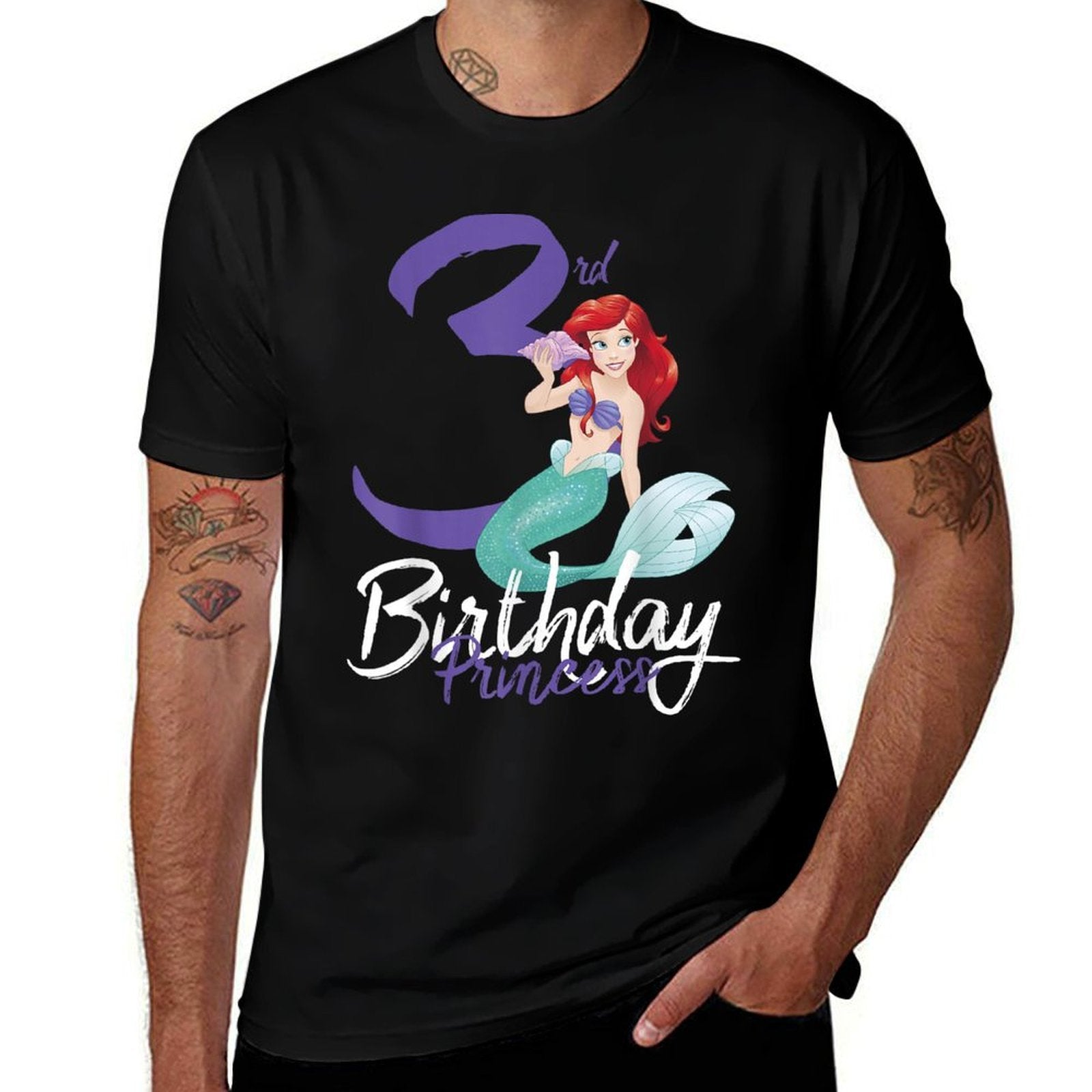 Disney The Little Mermaid Ariel 3rd Birthday Princess  Heathered Texture T-Shirt