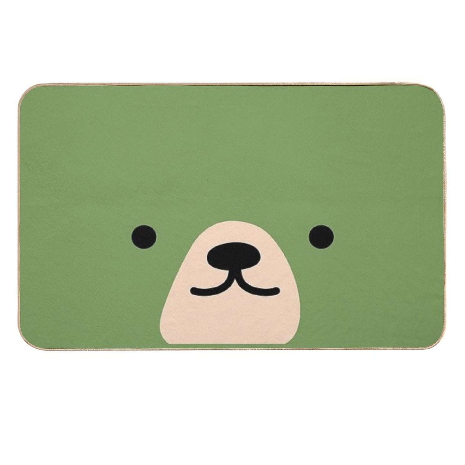 Cute Green Bear Face  Repositionable Bath Mat