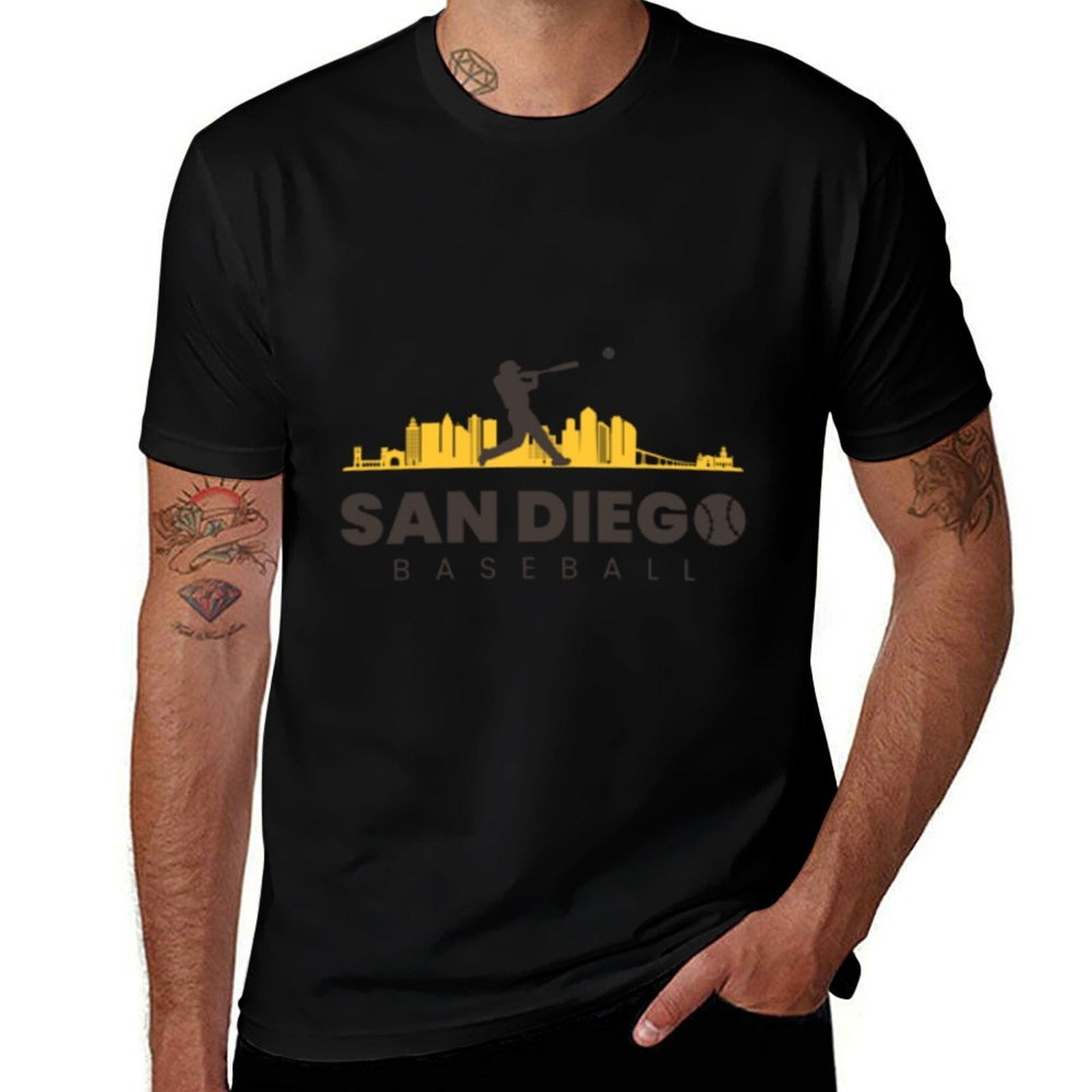 San Diego Baseball Vintage Minimalist Retro Baseball Lover  Summer-ready Fabric T-Shirt