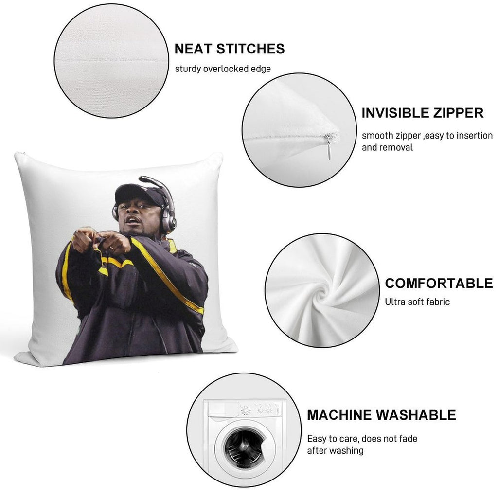 Mike Tomlin Soft Washable Throw Pillow