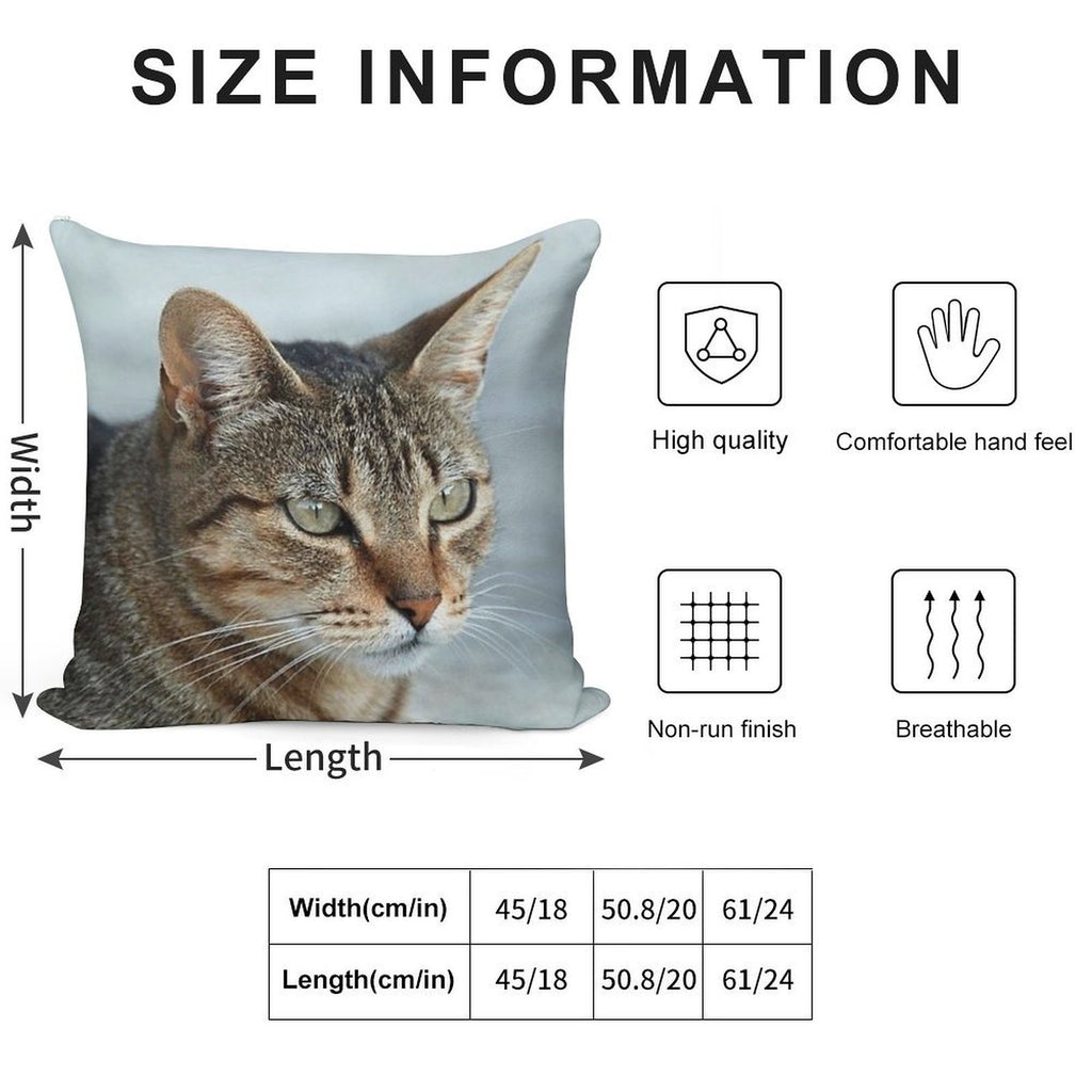 Stunning Tabby Cat CloseUp Photo Portrait Soft Bedroom Essential Throw Pillow