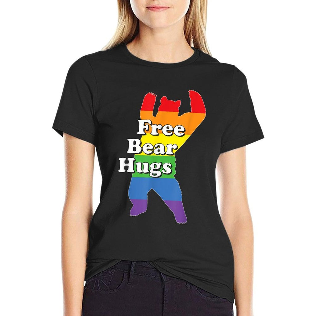 Funny Gay Pride Rainbow Free Bear Hugs LGBTQ  Wrinkle-resistant T-Shirt