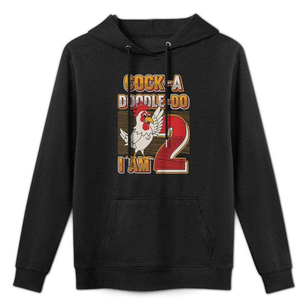 Kids 2nd Birthday Farm Animals Themed Cock-A-Doodle-Doo I Am Two Durable Construction Hoodie