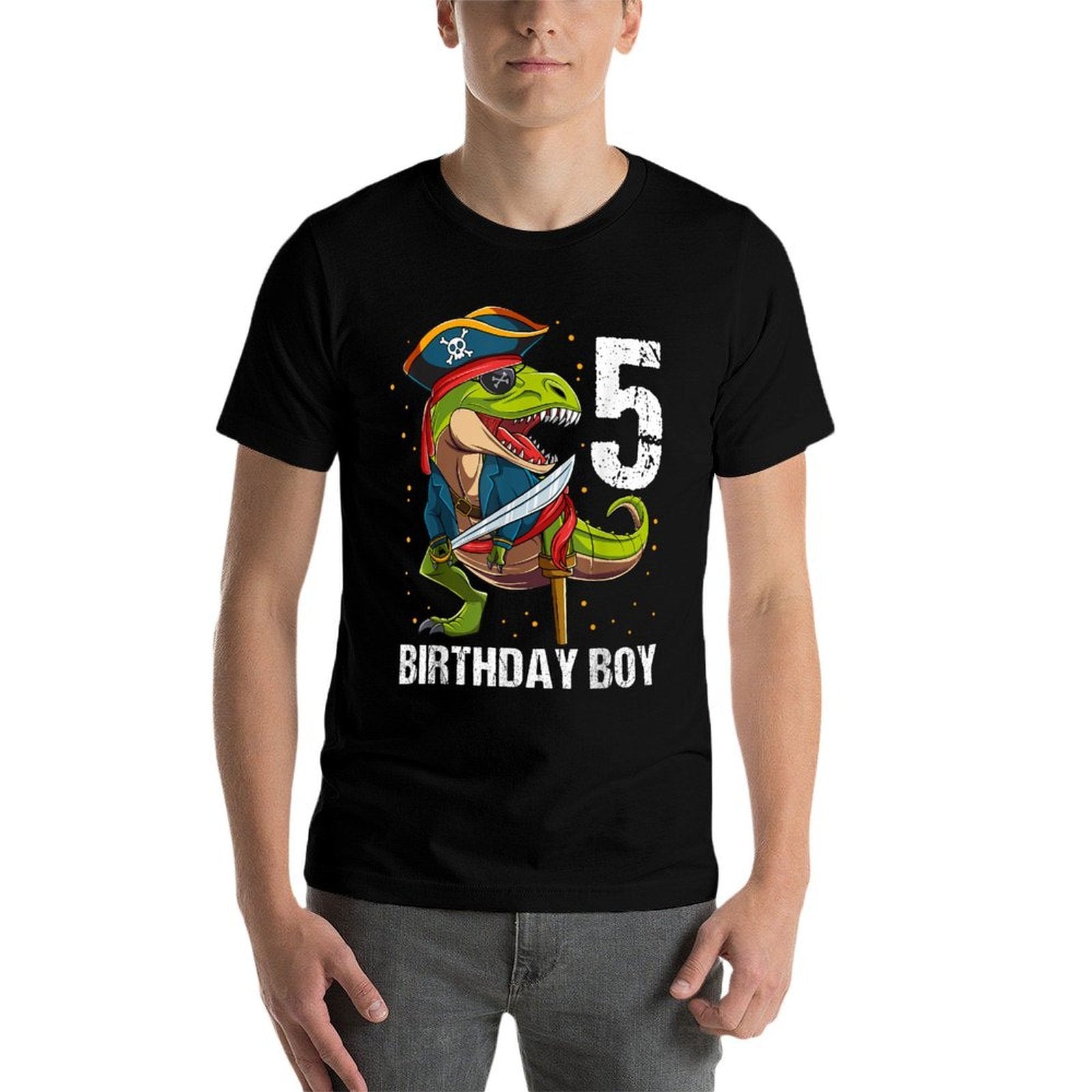 5 Years Old Dinosaur Pirate 5th Birthday Boy  Eco-friendly Material T-Shirt