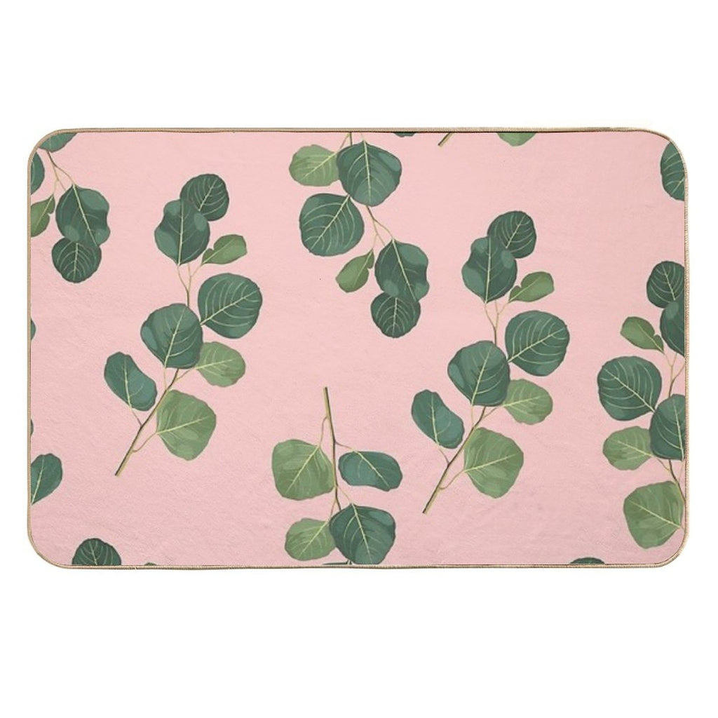 Floral Abstract Seamless Pattern with Eucalyptus Branches.  Repositionable Bath Mat