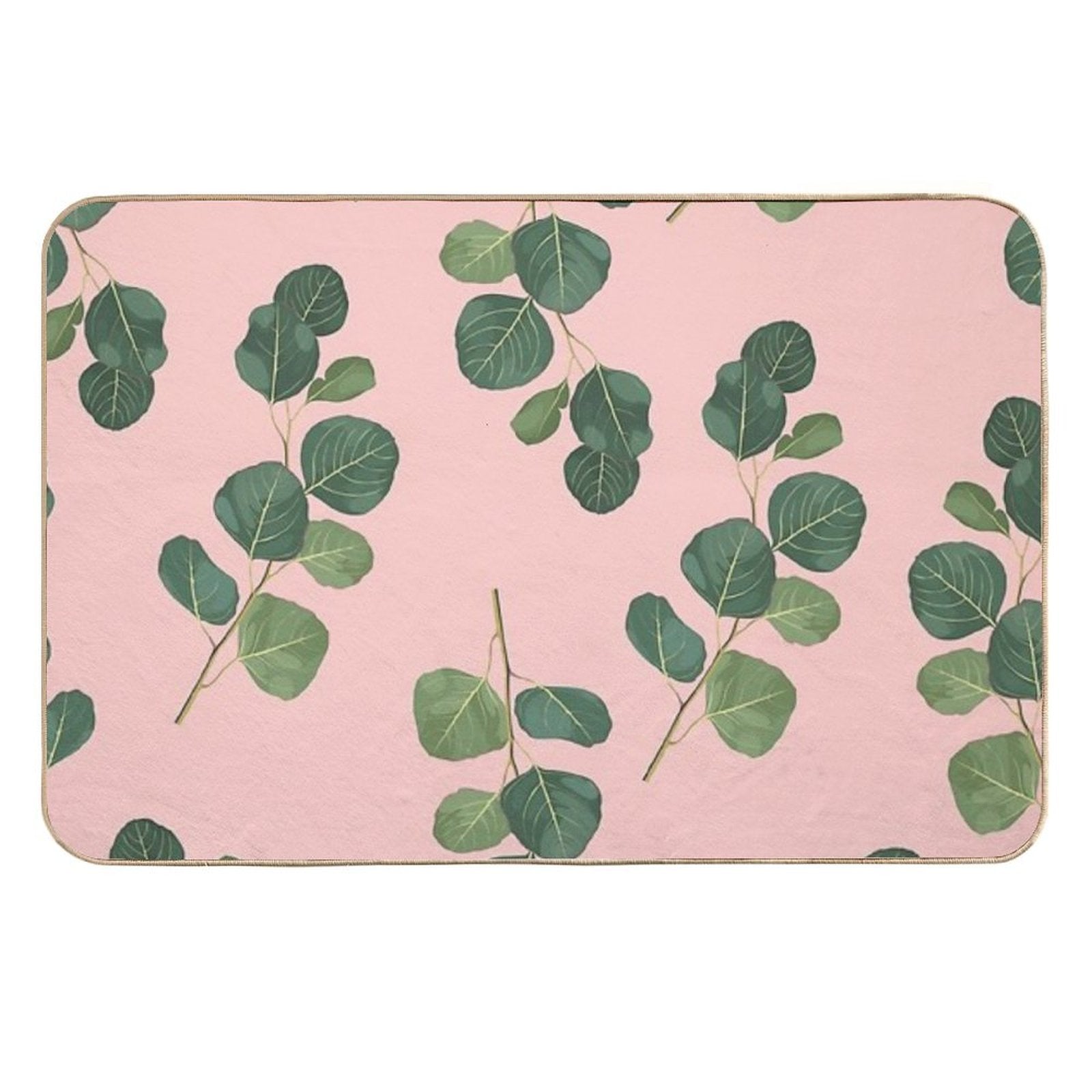 Floral Abstract Seamless Pattern with Eucalyptus Branches.  Repositionable Bath Mat