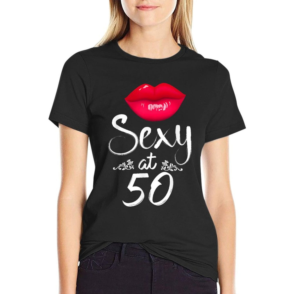 50th Birthday Gift Tshirt Sexy at 50 Shirt 50 Year Old  Polyester Blend T-Shirt