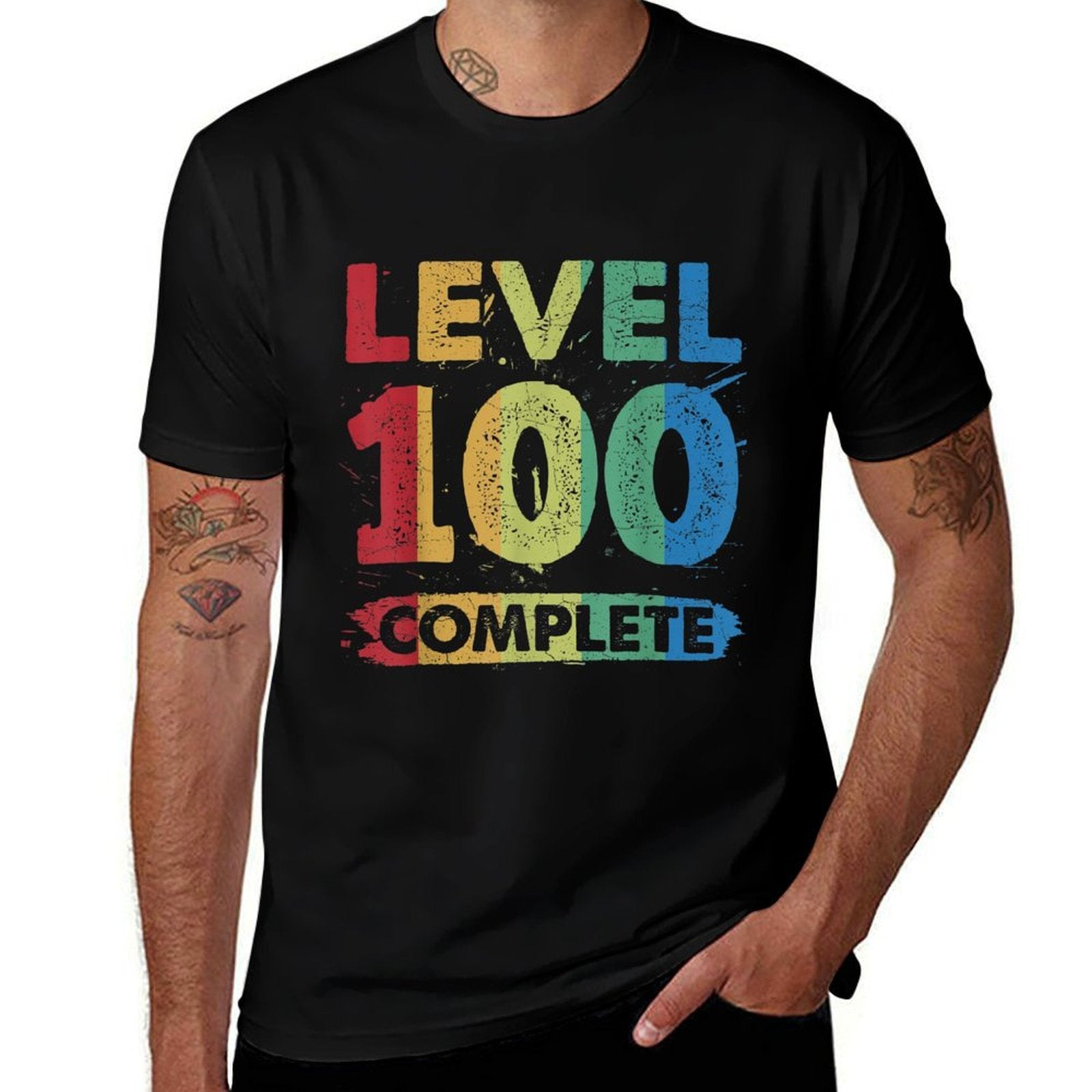Level 100 Complete 100th Birthday  Trendy Pattern T-Shirt