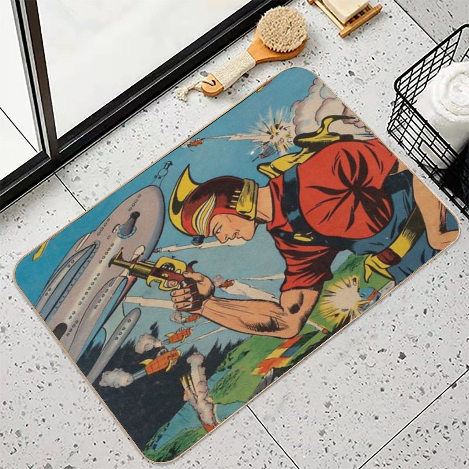 Buck Rogers Vintage Comic Boys Retro Hipster Print Mask Gift  Stain-Proof Bath Mat