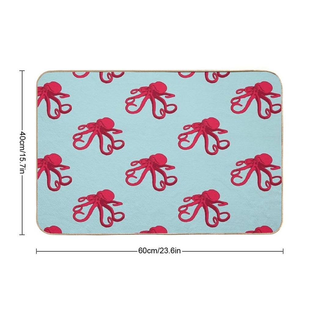 Red Octopus  Long-Lasting Bath Mat