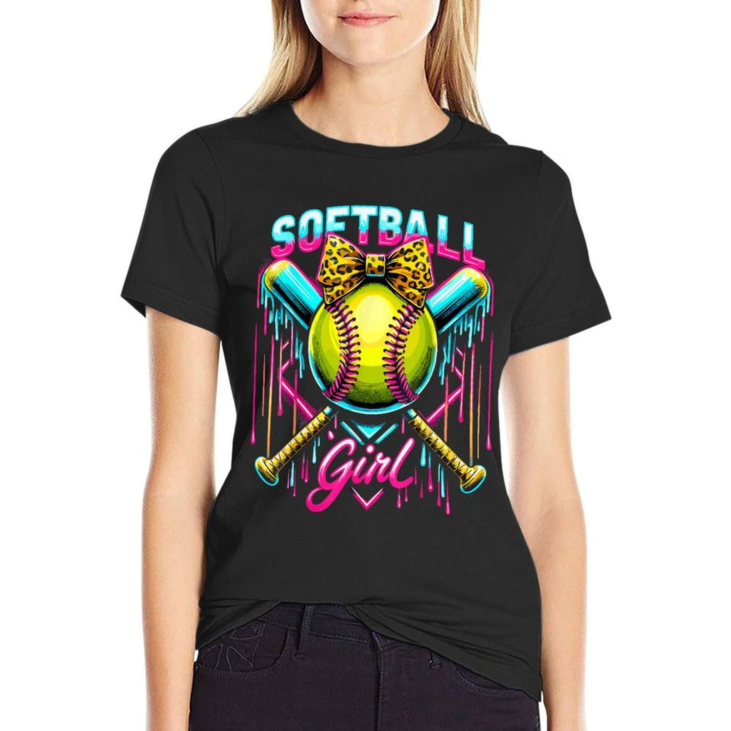 Softball Player Girl Ice Cream Softball Drip  Affordable Price T-Shirt