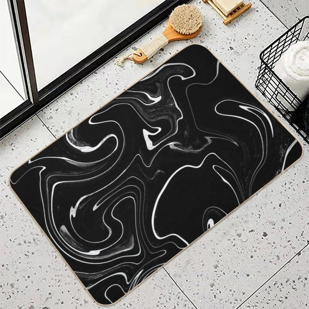Marble Liquid Black Texture  Odorless Bath Mat