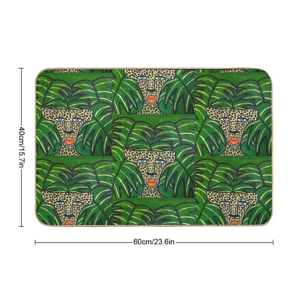 Cheetah On Green Leaves  Pet-Safe Bath Mat