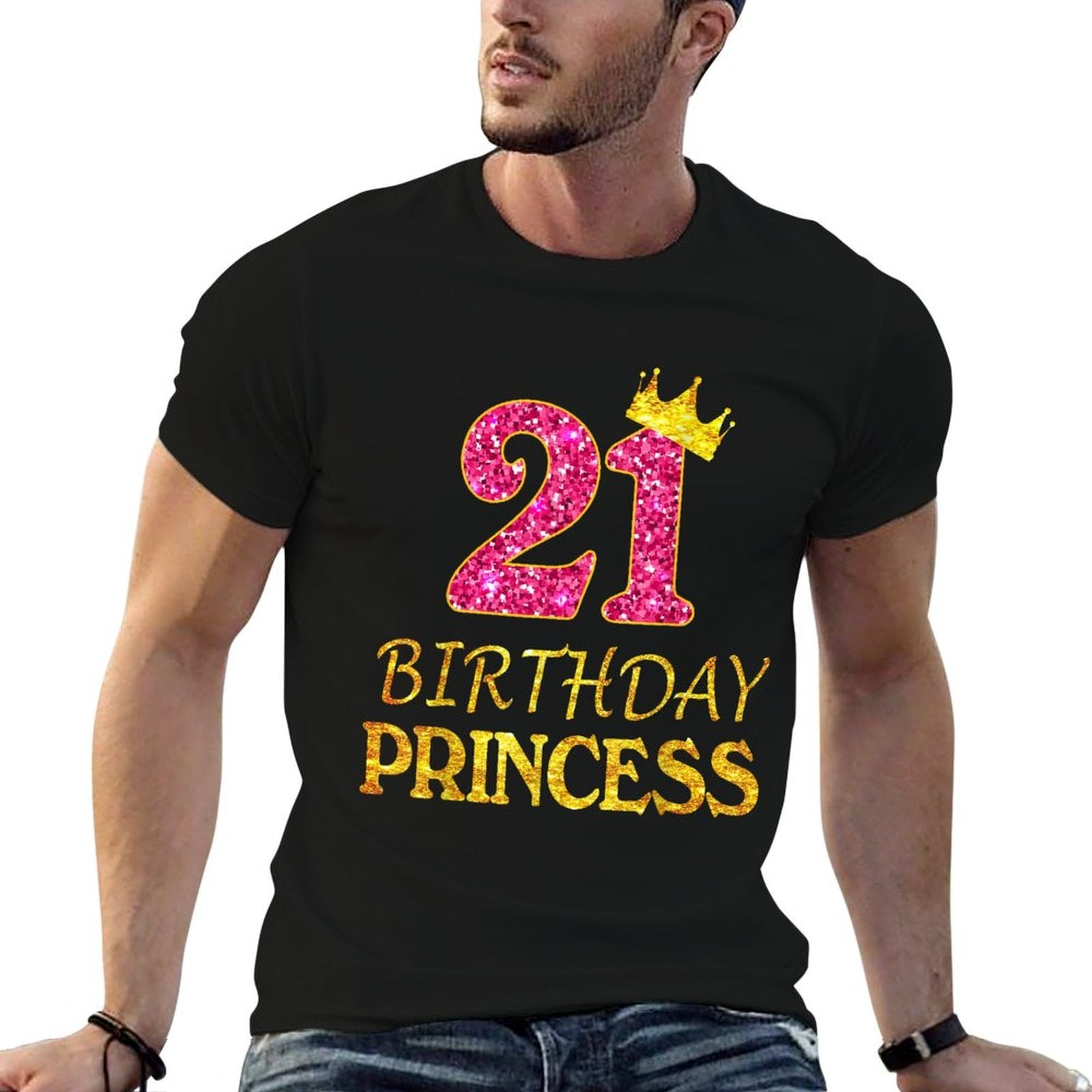 Crown 21st Birthday Princess Girl 21 Years Old 21st Gi  Oversized Silhouette T-Shirt