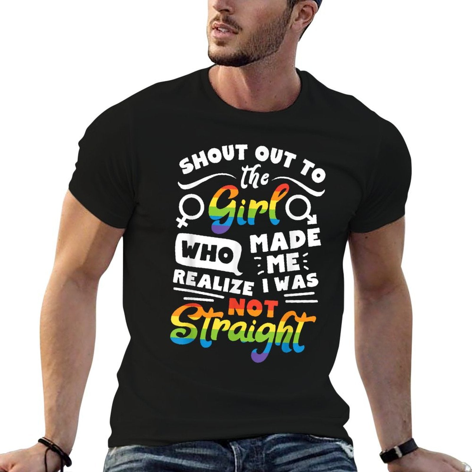 Shout Out To The Girl Lesbian Pride LGBT T Shirt Gay  Trendy Pattern T-Shirt
