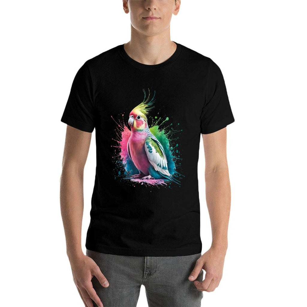 Cockatiel Men Woman Colorful Watercolor Cockatiel  Oversized Silhouette T-Shirt