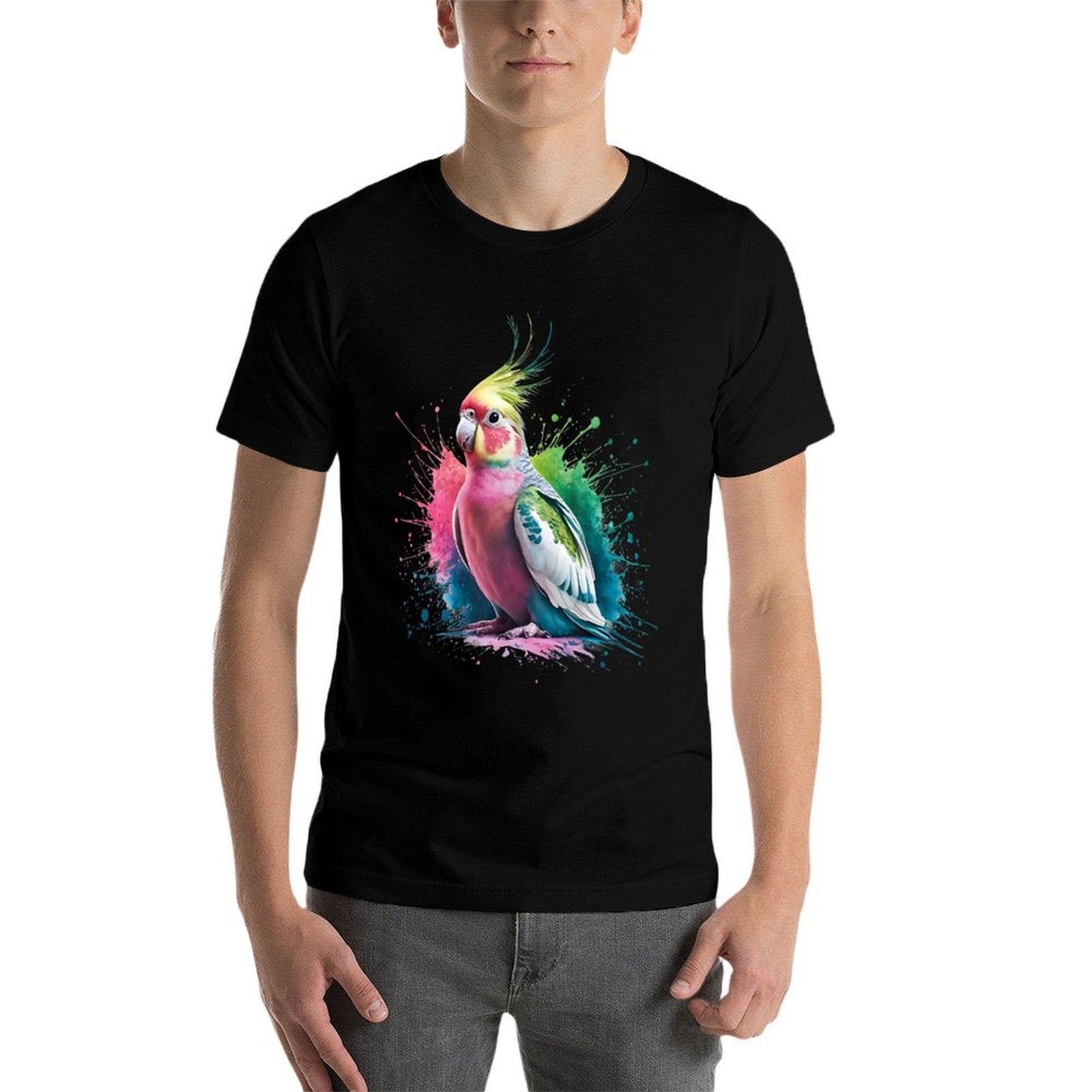 Cockatiel Men Woman Colorful Watercolor Cockatiel  Oversized Silhouette T-Shirt