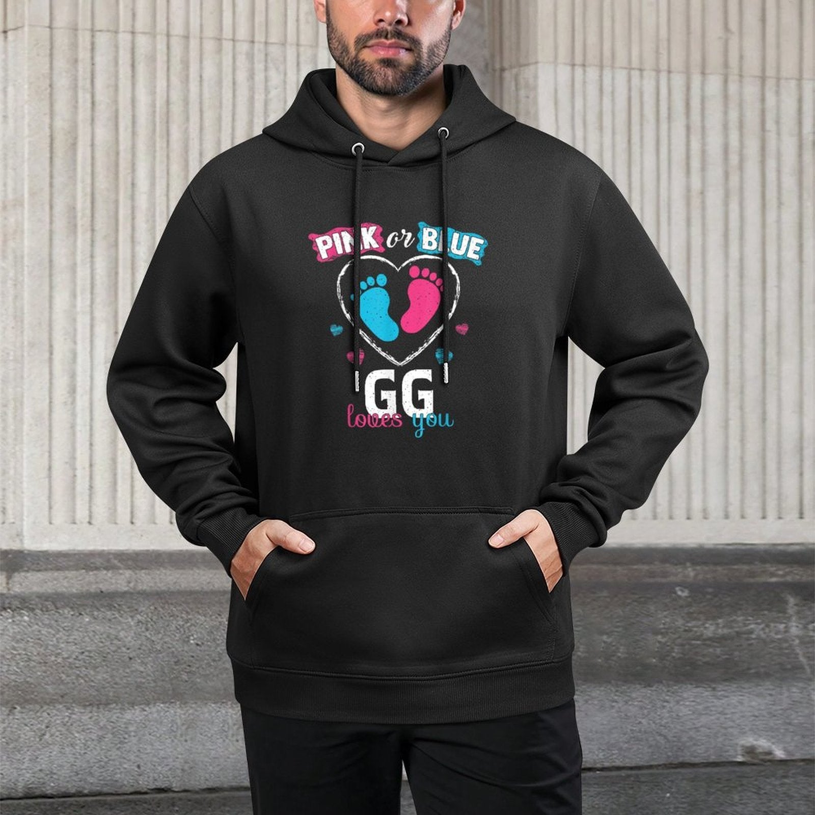 Pink Or Blue GG Loves You Baby Gender Reveal GG Breathable Fabric Hoodie