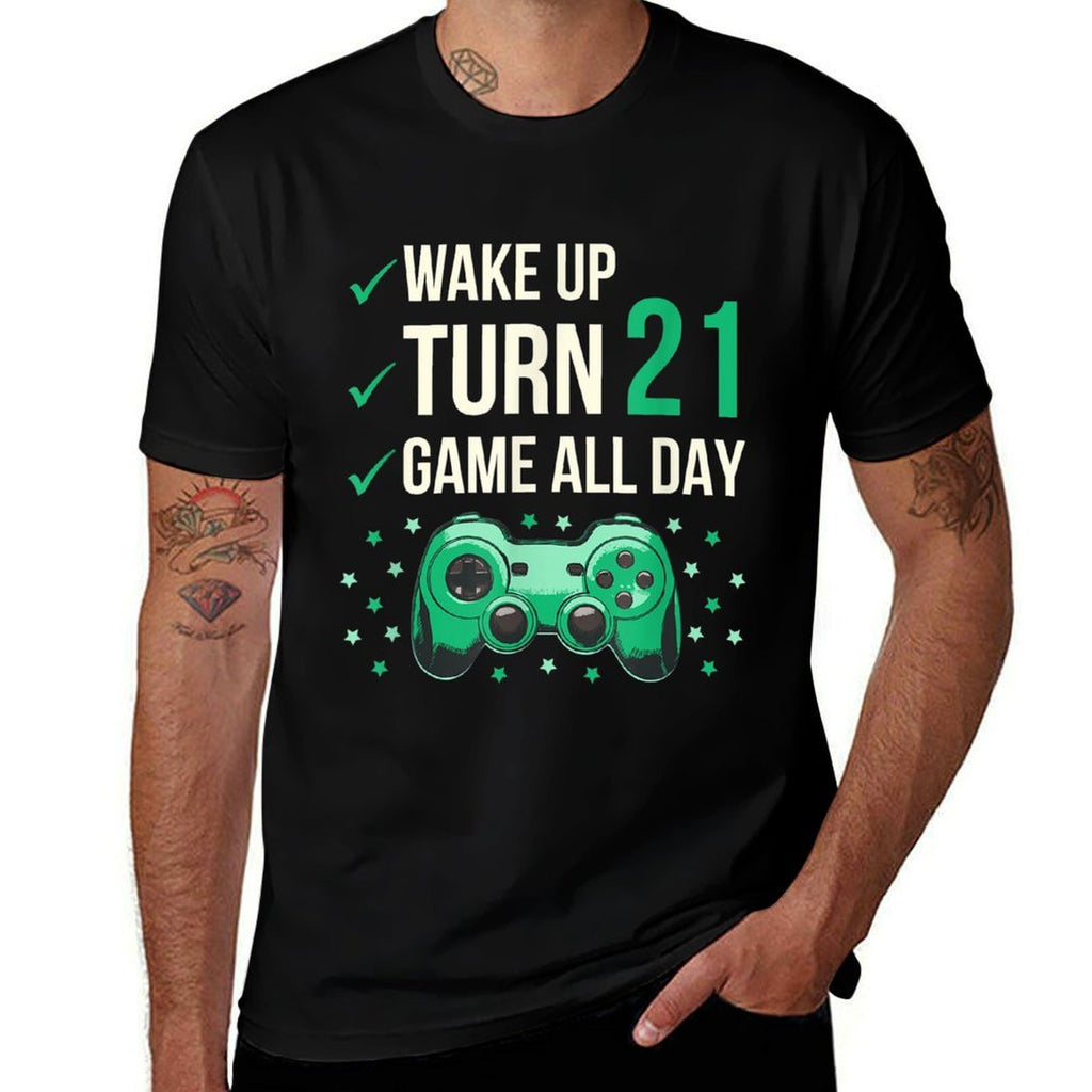 Turn 21 Game All Day Gamer 21 Years Old Gaming 21st Birthday  Stretchy T-Shirt