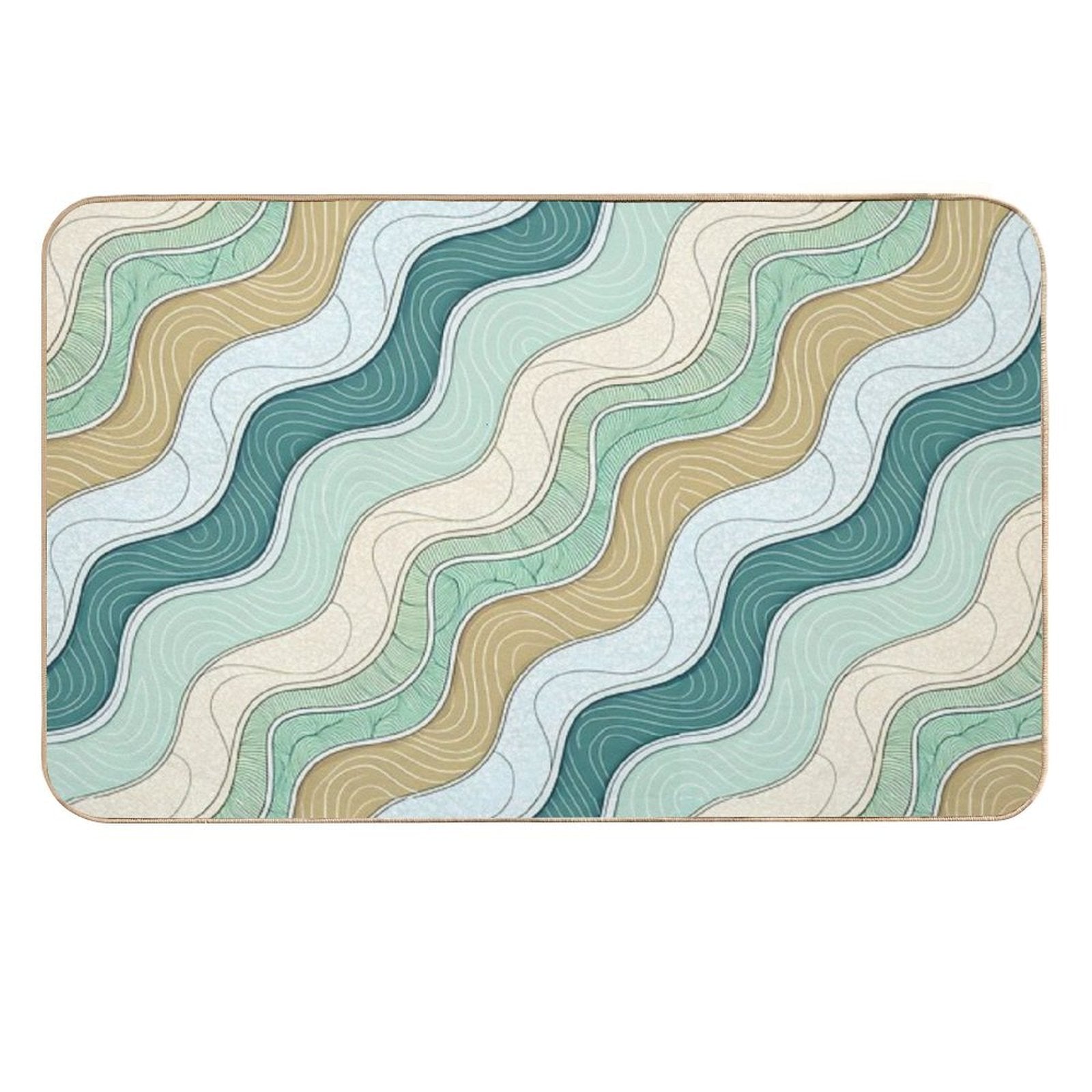 Beach Wave Pattern  Fade-Resistant Bath Mat