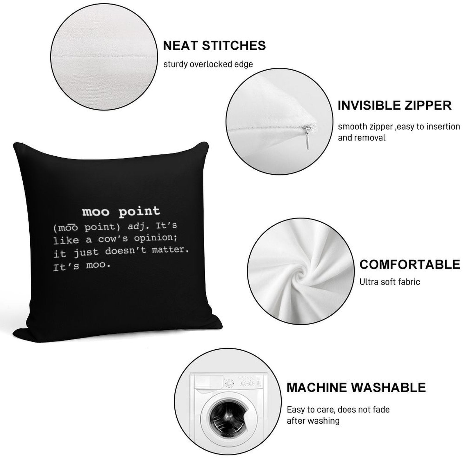 Moo Point Soft Home Decor Throw Pillow