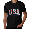 Floral USA Retro America 4th Of July Patriotic Girly  Lightweight T-Shirt