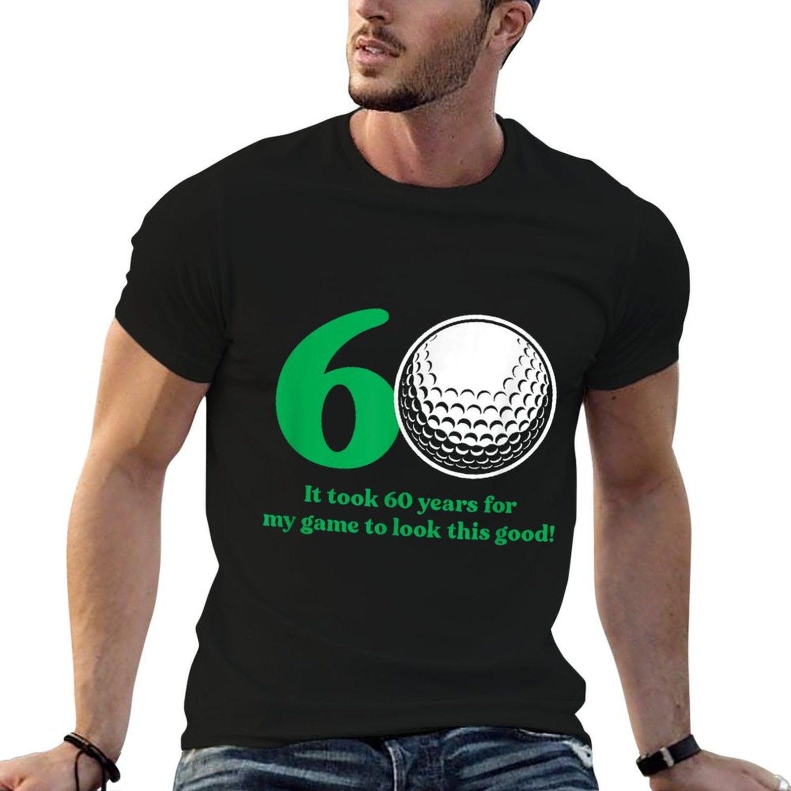 60 Year Old Golfer Golfing Golf 60th Birthday  Oversized Silhouette T-Shirt