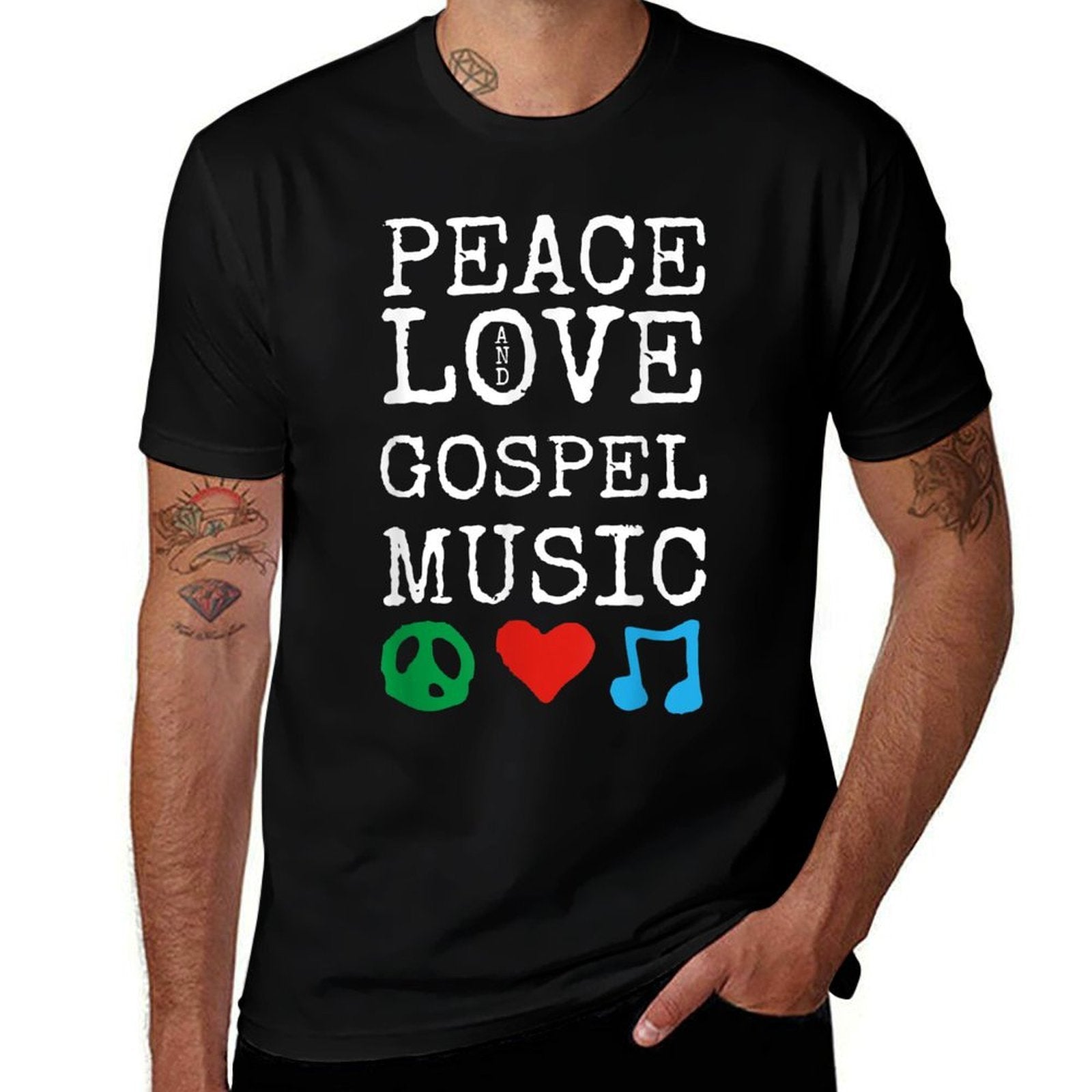 Peace, Love And Gospel Music  Christian Gospel  Durable T-Shirt