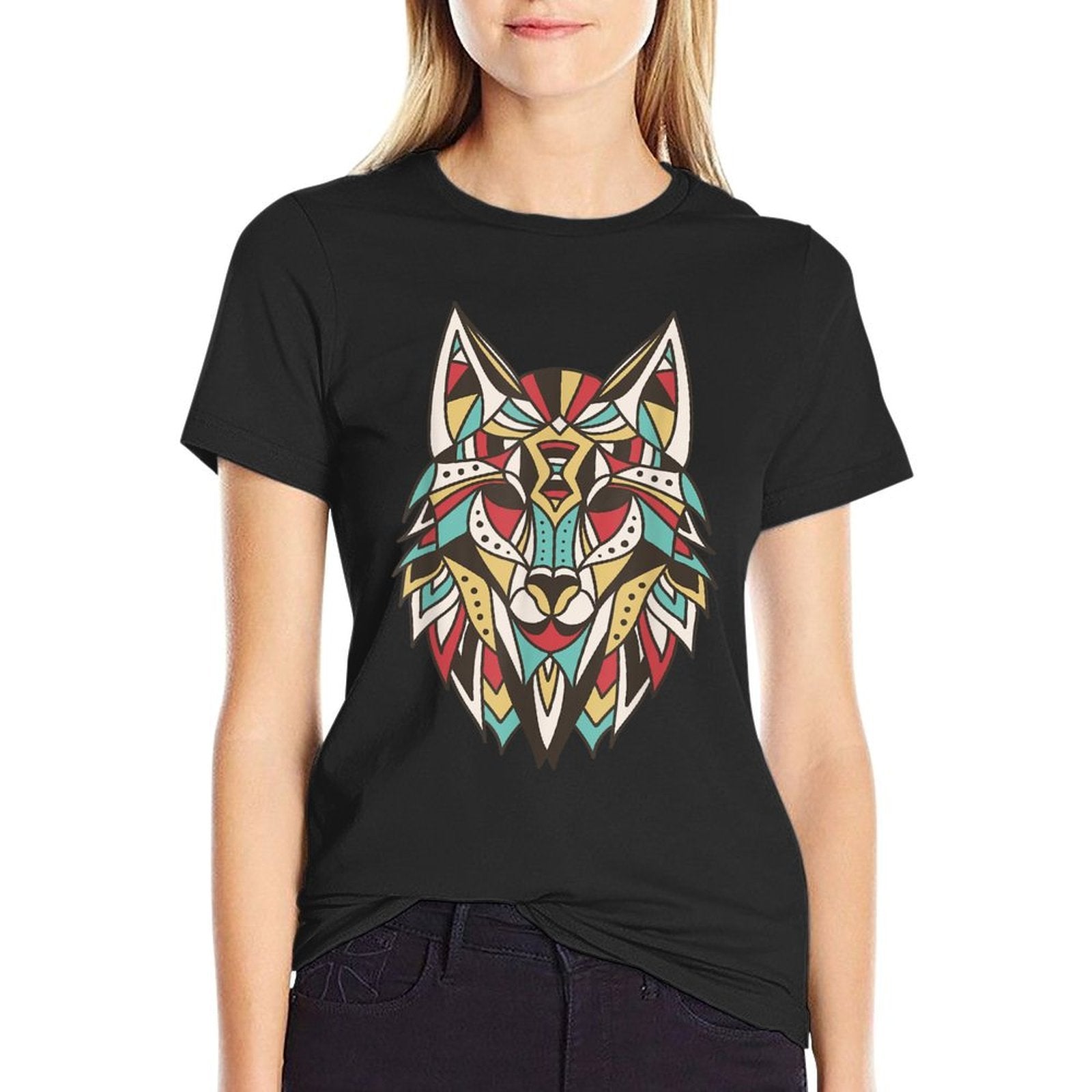 Native American Tribal Wolf Head Men Women Kids Indian Wolf  Lightweight T-Shirt