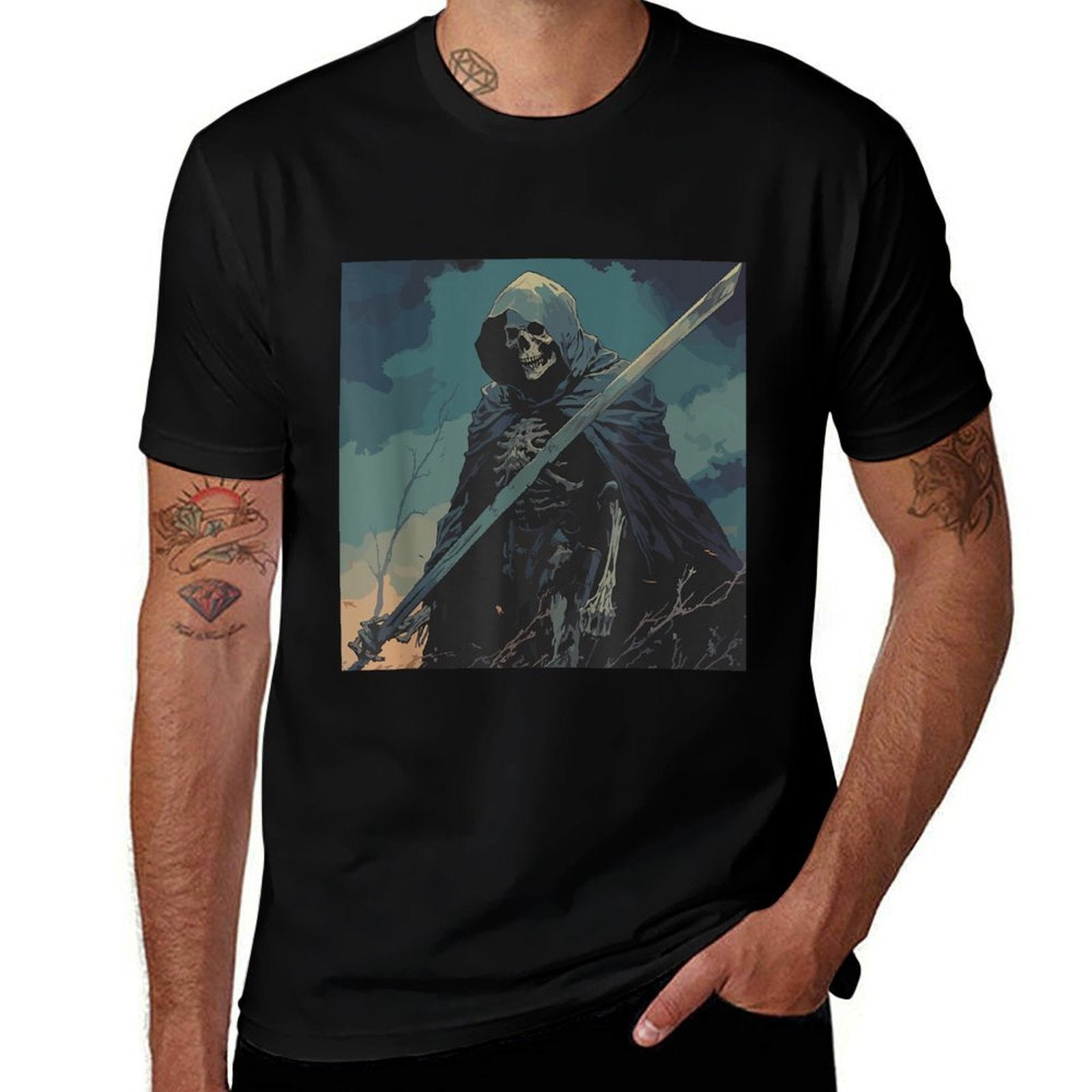Skeleton Whimsigoth Dark Fantasy  Trendy Pattern T-Shirt