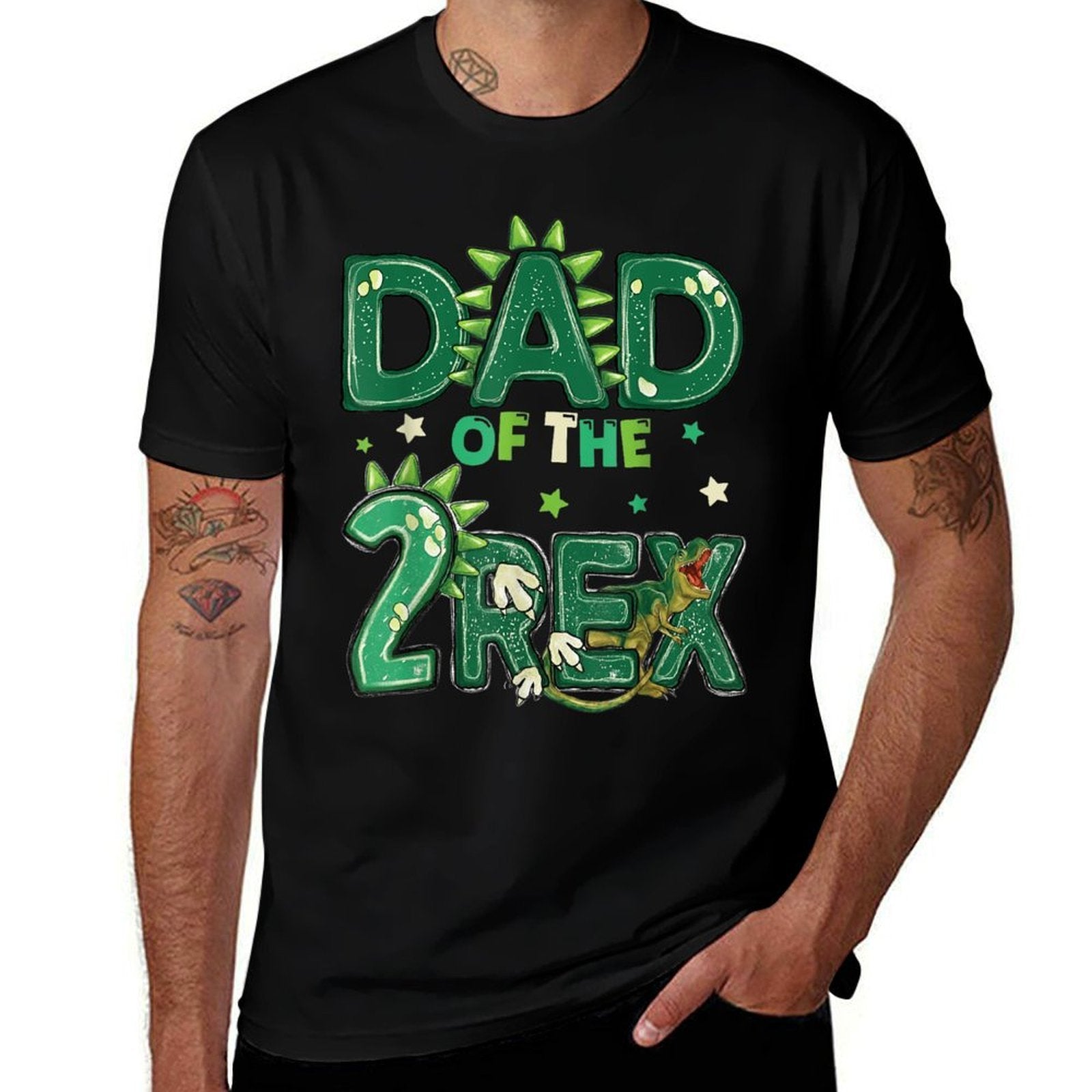 Dad Of The Two Rex Birthday Dinosaur Family Matching  Affordable Price T-Shirt