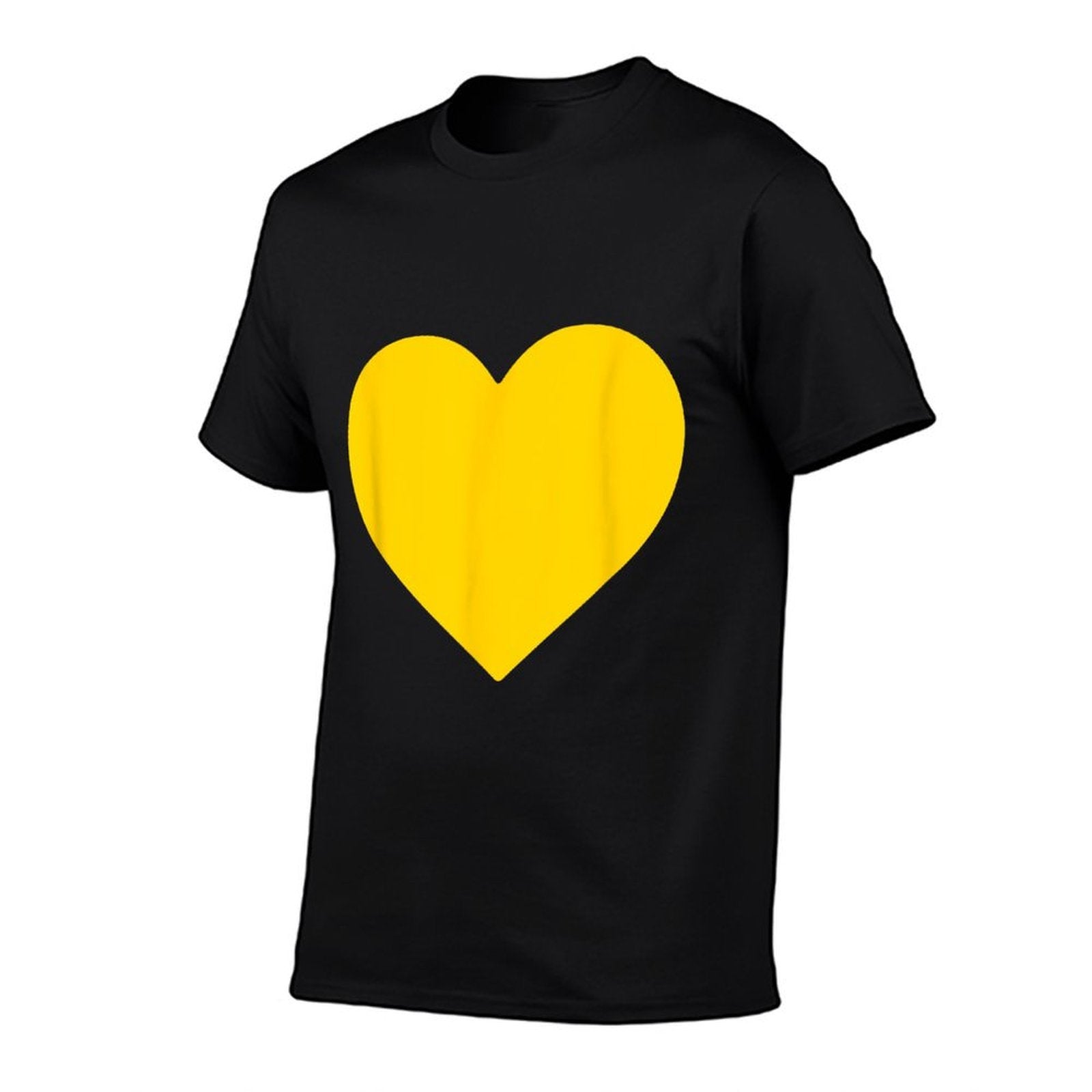 Es Designs Unisex-Adults Yellow Heart Modern Classic Fit, Black, Small  Soft T-Shirt