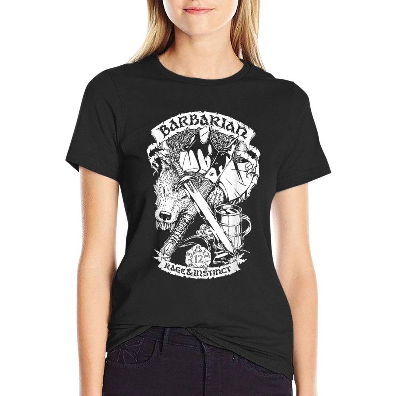 Fantasy RPG - Barbarian  Oversized Silhouette T-Shirt