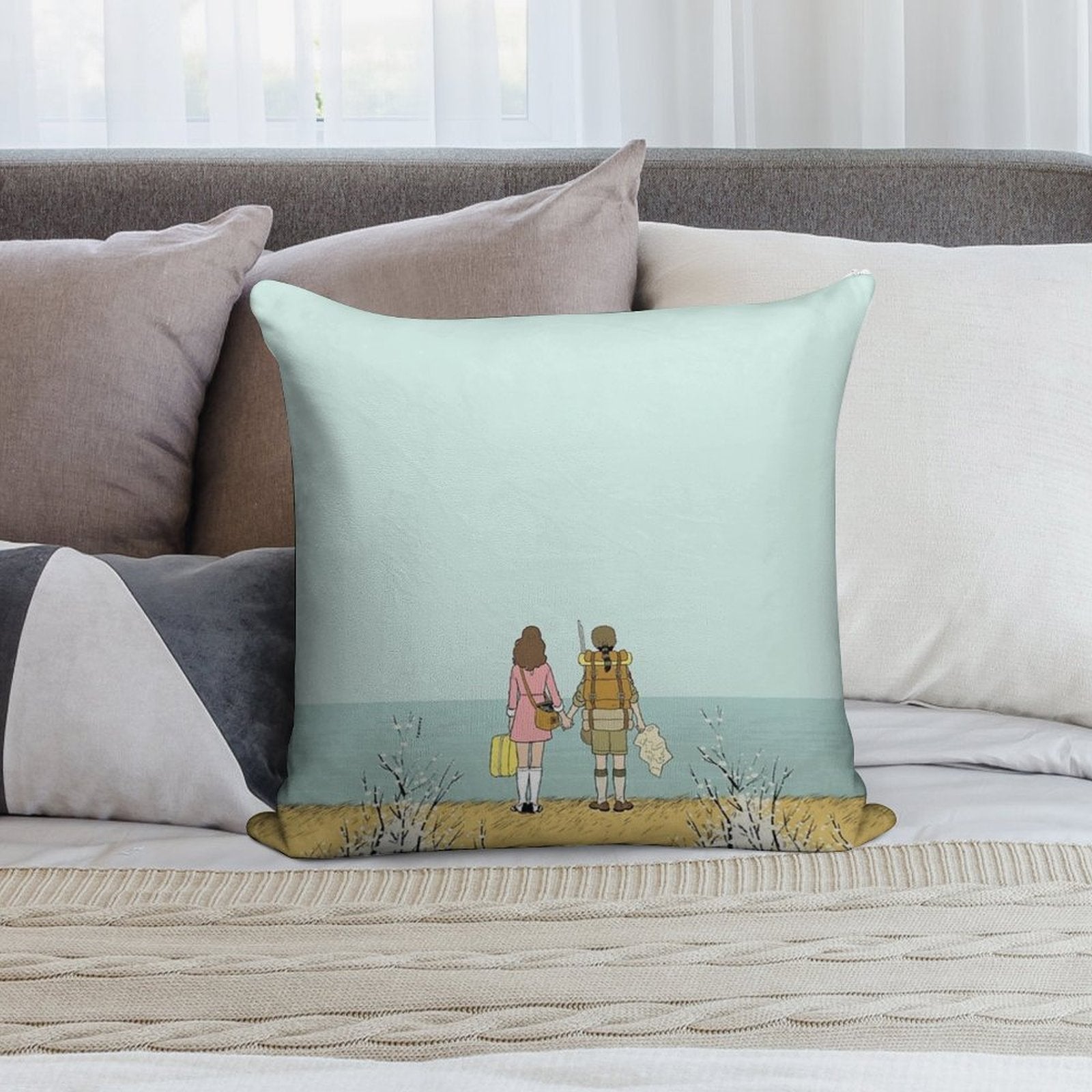 Wes Anderson Movie Soft Bedroom Essential Throw Pillow