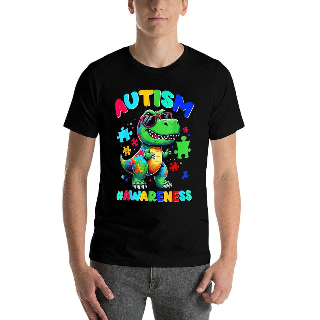 Boys Girls Kids Autism Awareness Dinosaur  Tagless Design T-Shirt