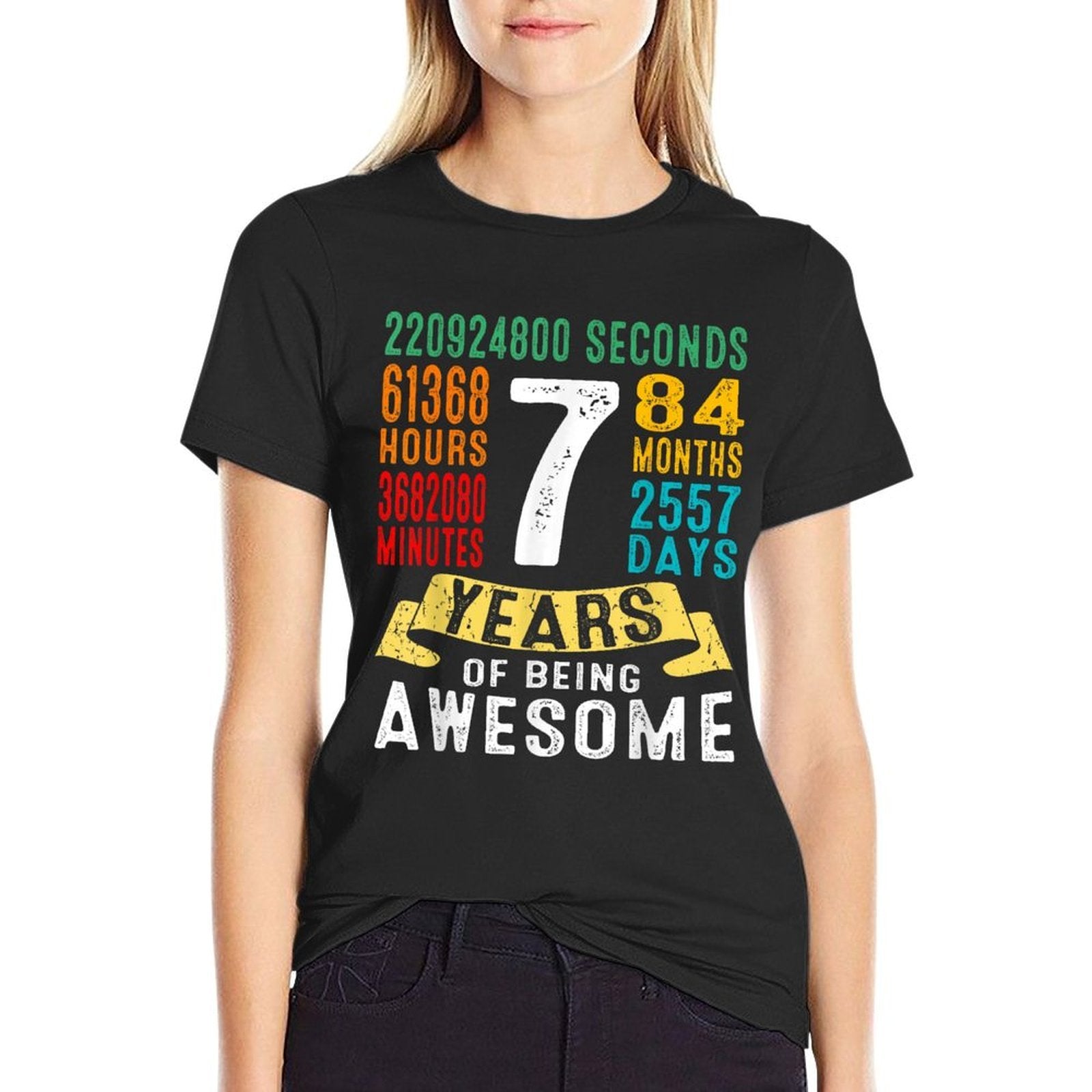 7 Years Old 7th Birthday Gifts Retro Vintage 84 Months Comfortable T-Shirt