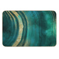 Gold Veined Green Luxury Faux Marble  Easy To Clean Bath Mat
