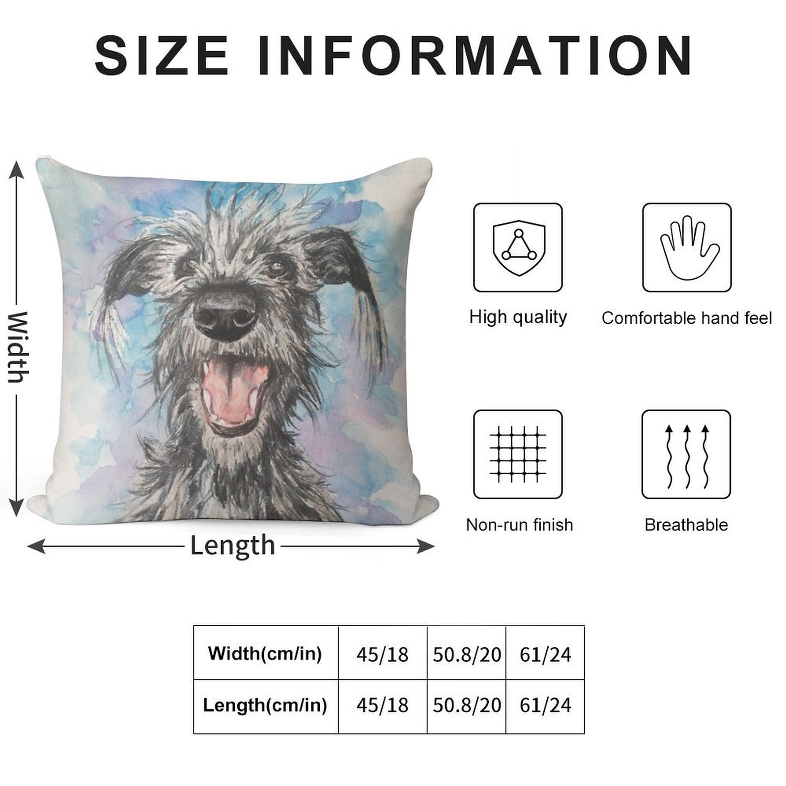Scruffy Lurcher  , Watercolour Background Soft High-Density Material Throw Pillow