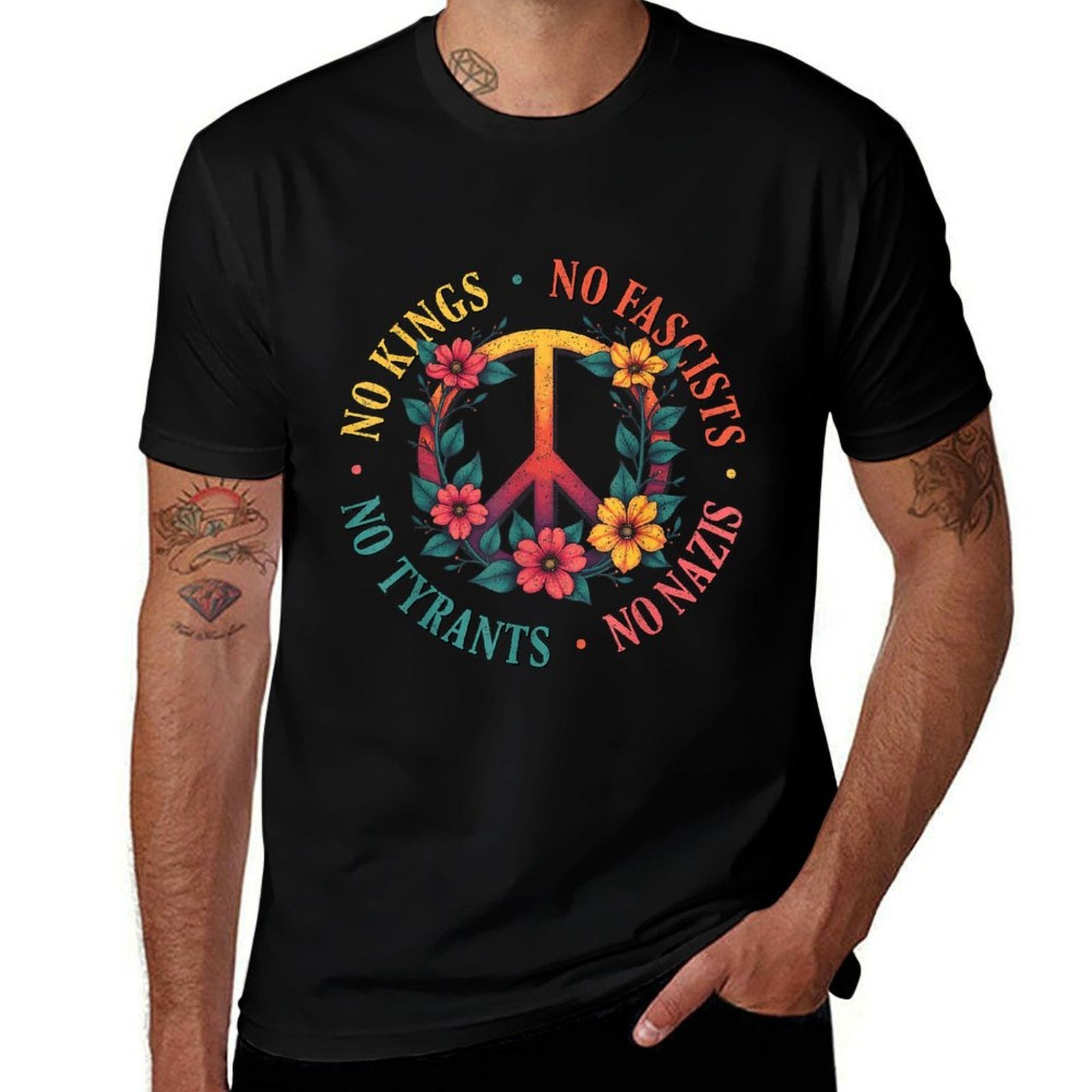 No Kings in America No Fascists Resist Trump 4th July  Wrinkle-resistant T-Shirt