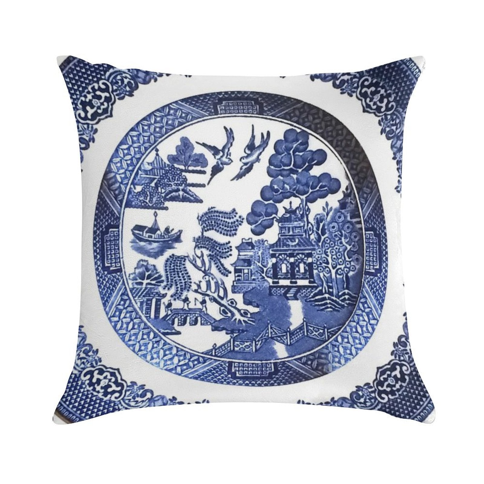 Blue Willow China Soft Easy Maintenance Throw Pillow