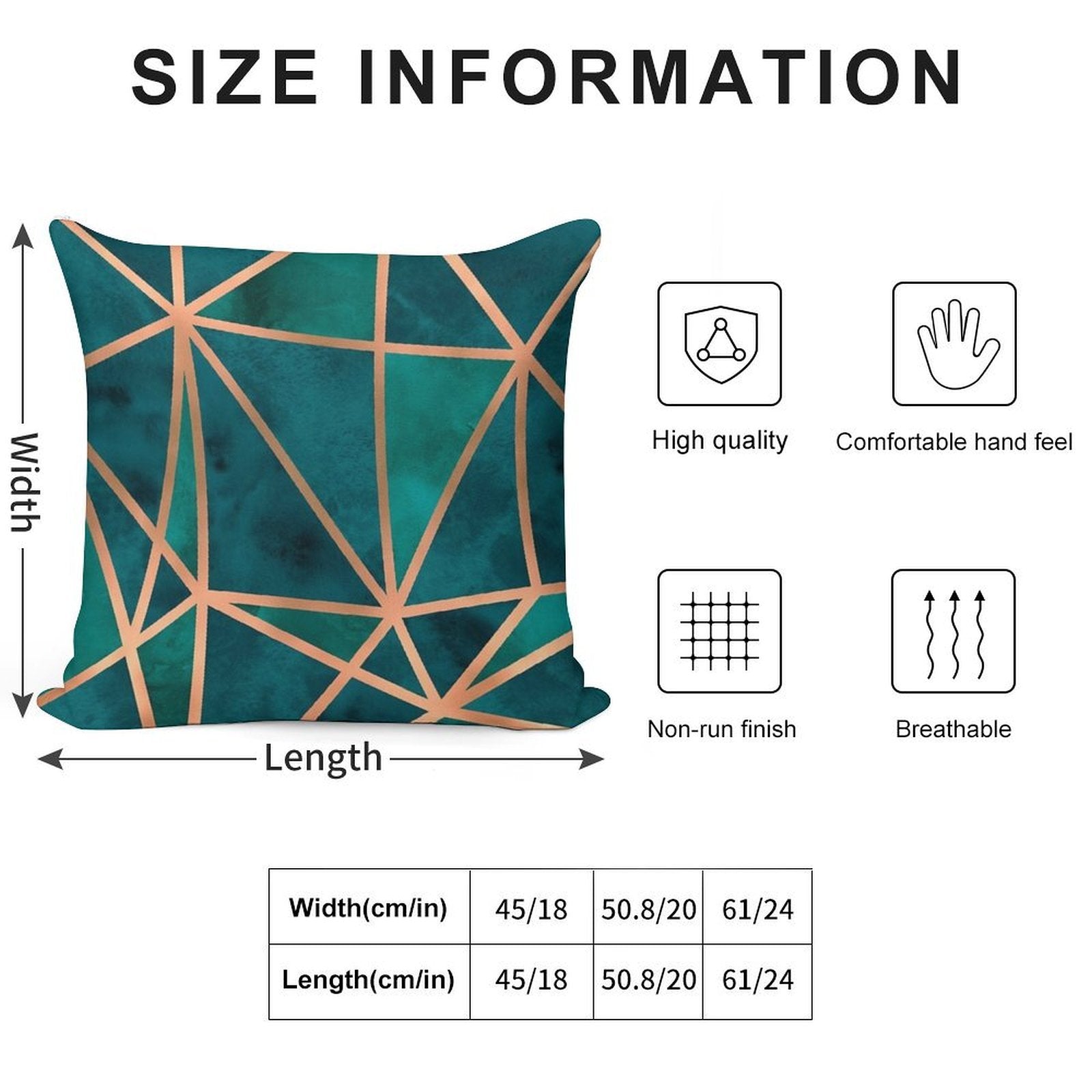 Copper And Emerald Geometric Design Soft Ultra-Soft Texture Throw Pillow