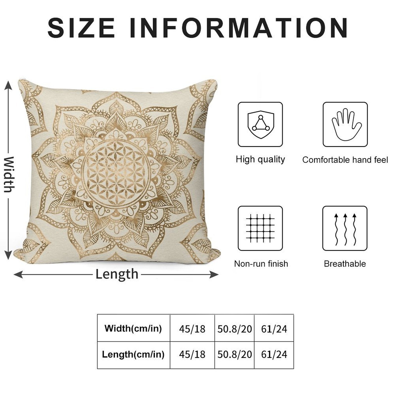 Flower of Life in Lotus - Pastel Golds And Canvas Soft Luxury Feel Throw Pillow