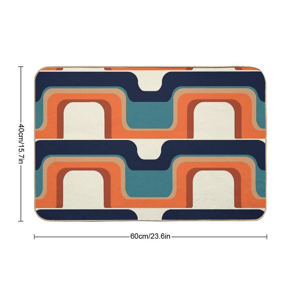 Mid-Century Modern Meets 1970s Orange & Blue  Anti-Trip Bath Mat
