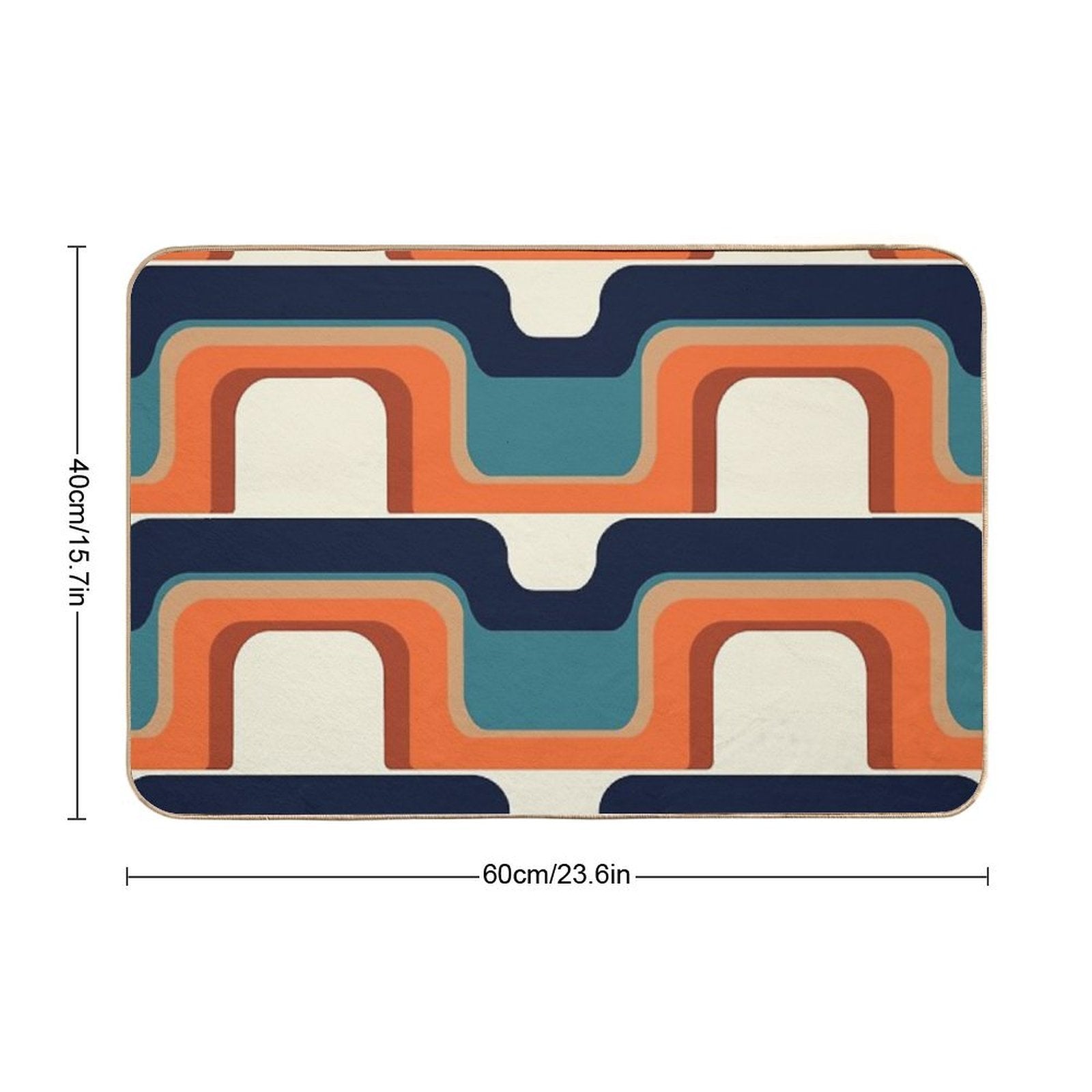 Mid-Century Modern Meets 1970s Orange & Blue  Anti-Trip Bath Mat