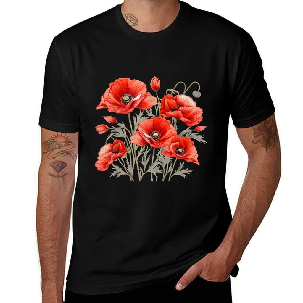 Poppy Botanical Vintage Poppies Floral  Eco-friendly Material T-Shirt